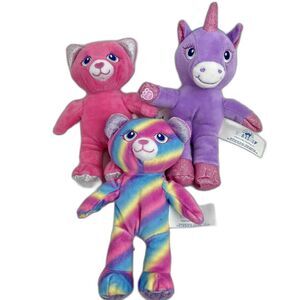 BUILD A BEAR Workshop Mini Buddies Plush Heart Cat Teddy Bear Unicorn Lot 7 in